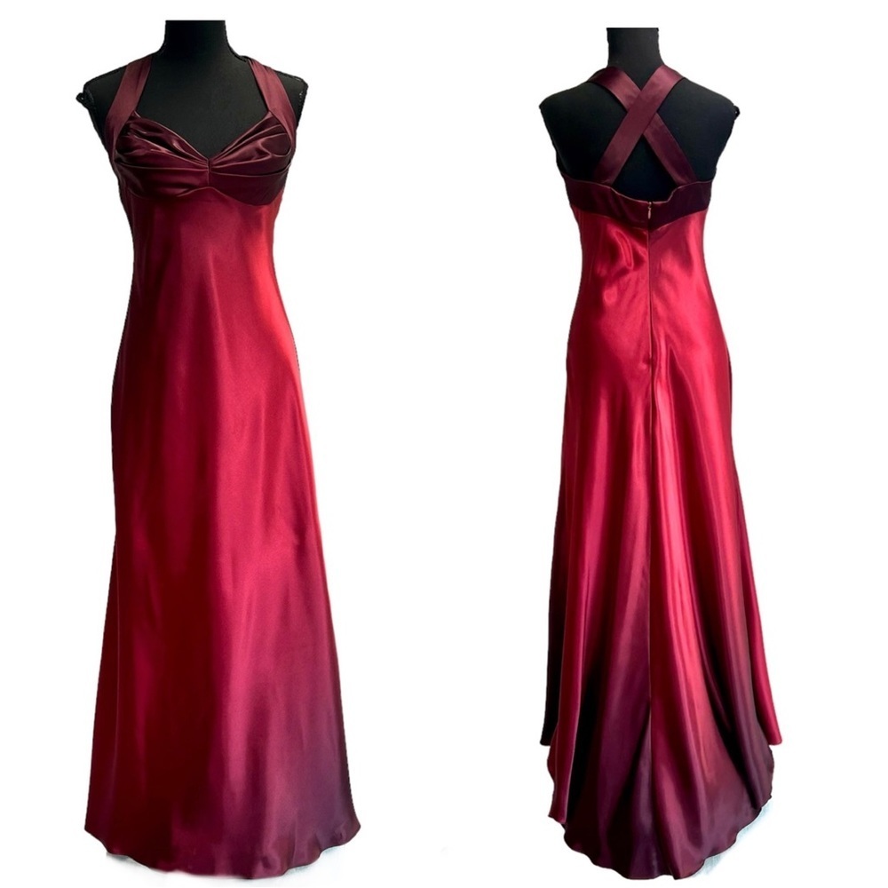Laura Petite Red Faded Ombre Sweetheart Crisscross Formal Evening Cocktail Dress